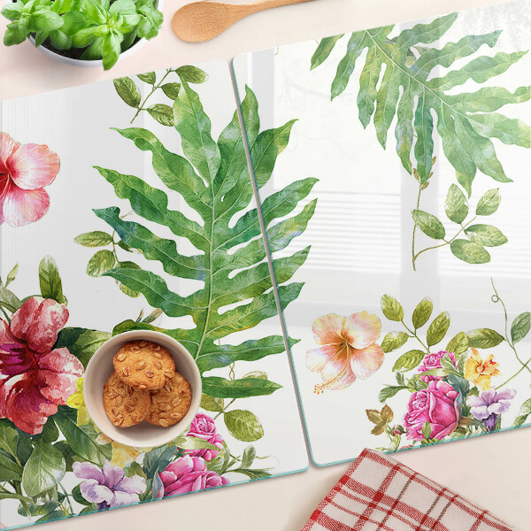 Glas schneidebrett Blumenmuster mit Blättern