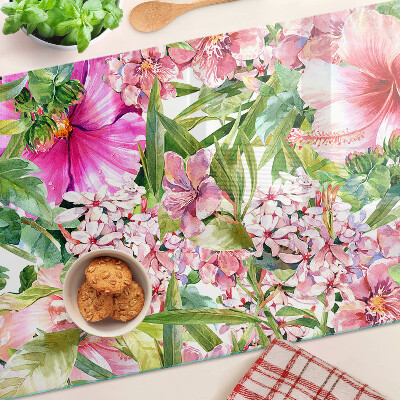 Schneidebrett Glas mit tropischem Blumenmuster