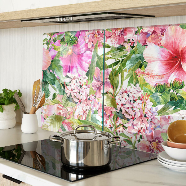 Schneidebrett Glas mit tropischem Blumenmuster