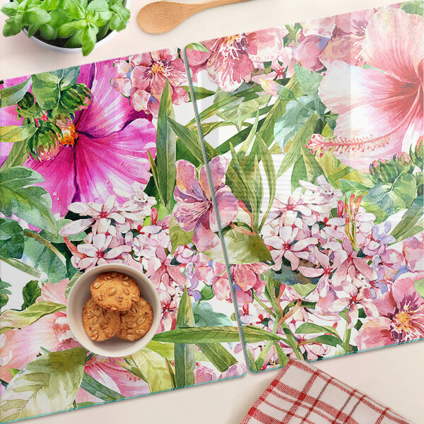 Schneidebrett glas Tropisches Blumenmuster