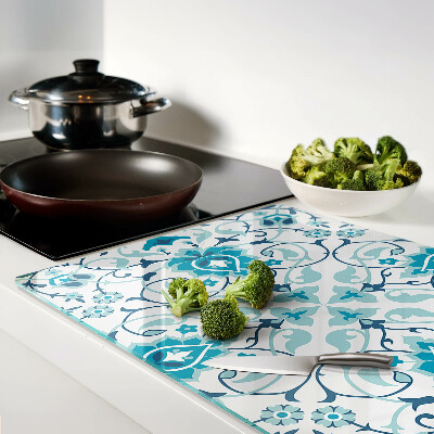 Glas schneidebrett Blumenmuster in Blautönen