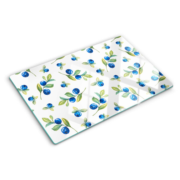 Schneidebrett Glas mit Motiv von Beeren an Zweigen