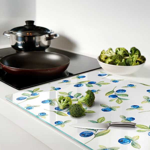 Schneidebrett Glas mit Motiv von Beeren an Zweigen