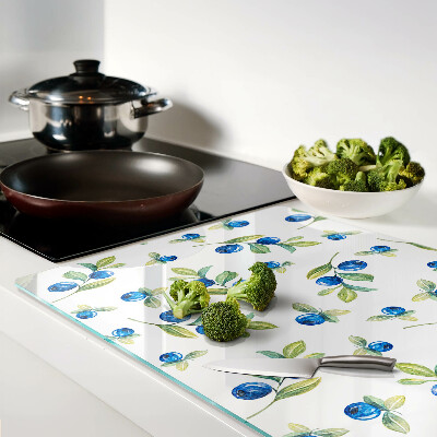 Schneidebrett Glas mit Motiv von Beeren an Zweigen