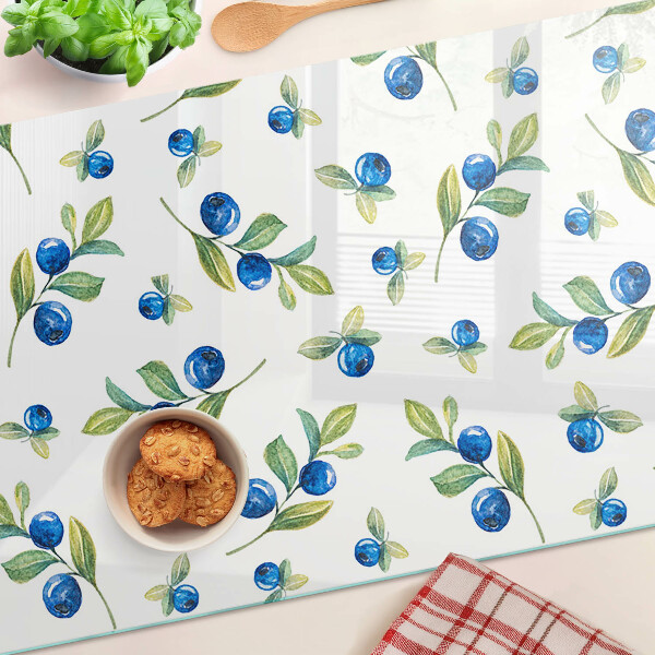 Schneidebrett Glas mit Motiv von Beeren an Zweigen