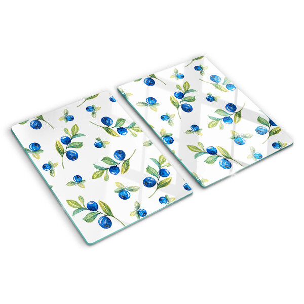 Schneidebrett Glas mit Motiv von Beeren an Zweigen