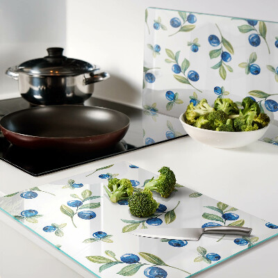 Schneidebrett glas Beeren an den Zweigen