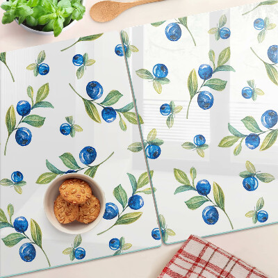 Schneidebrett Glas mit Motiv von Beeren an Zweigen