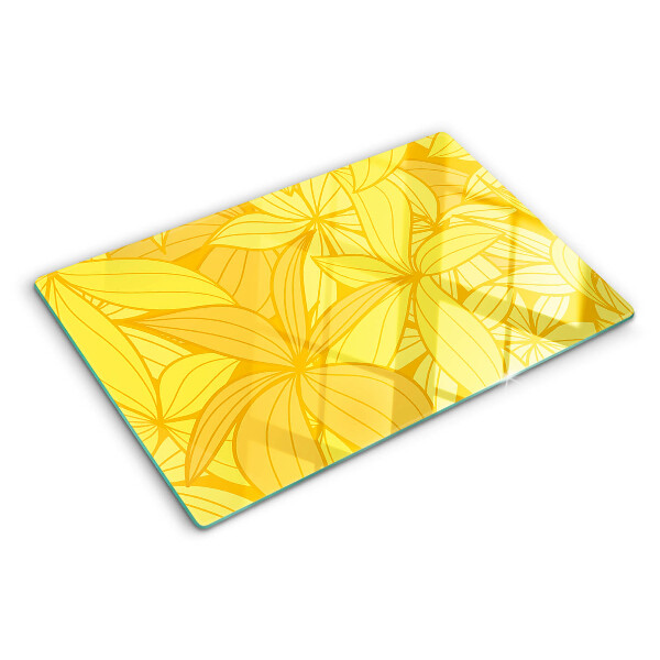 Glas schneidebrett Gelbe Blätter im tropischen Stil
