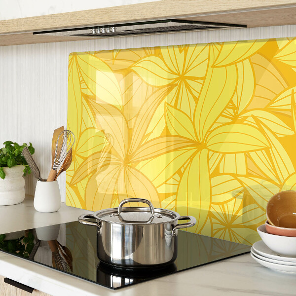 Glas schneidebrett Gelbe Blätter im tropischen Stil
