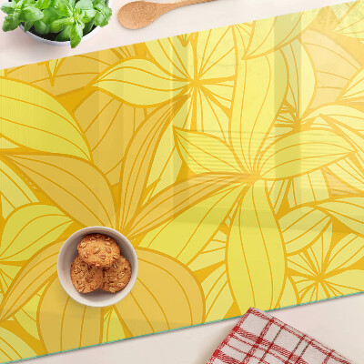 Glas schneidebrett Gelbe Blätter im tropischen Stil