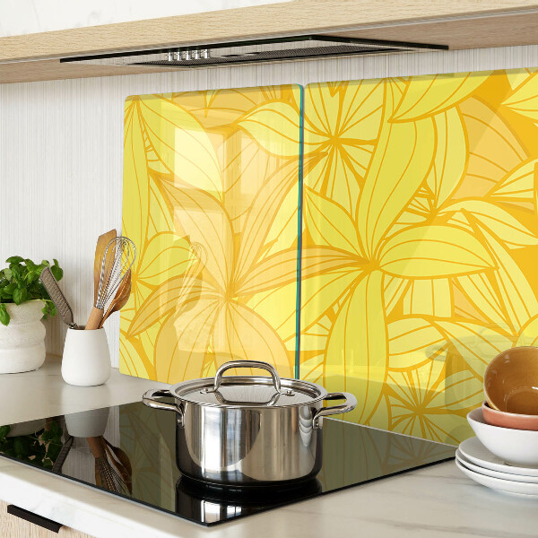 Glas-Schneidebrett mit gelbem tropischem Blattmotiv