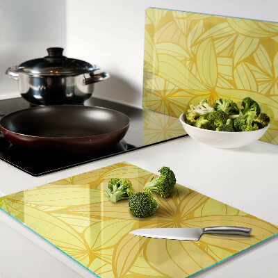 Glas schneidebrett Gelbe Blätter im tropischen Stil