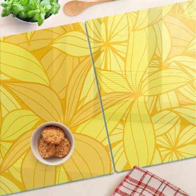 Glas schneidebrett Gelbe Blätter im tropischen Stil