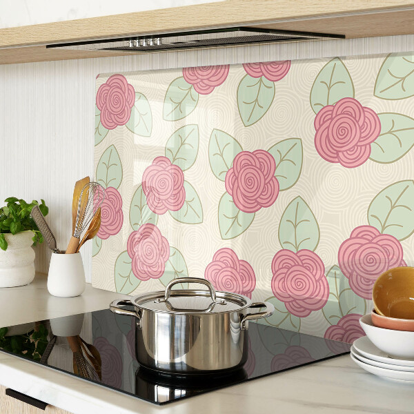 Schneidebrett Glas mit Rosenmuster auf den Blättern