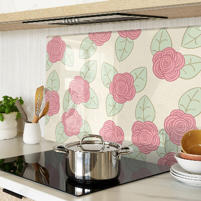 Schneidebrett Glas mit Rosenmuster auf den Blättern