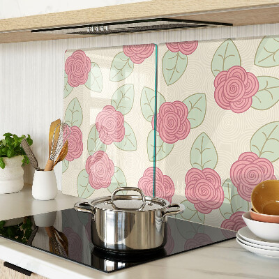 Schneidebrett glas Rosen auf den Blättern