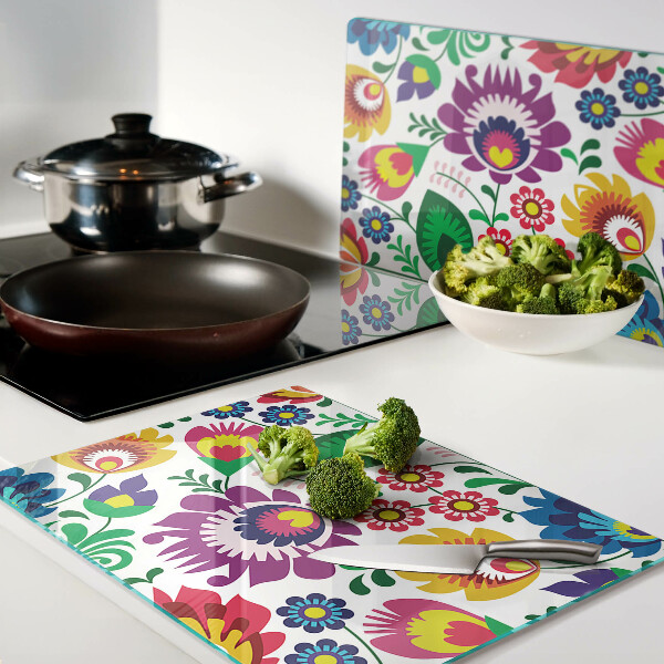 Glas-Schneidebrett mit floralem Volksmuster