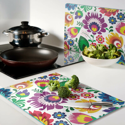 Glas-Schneidebrett mit floralem Volksmuster