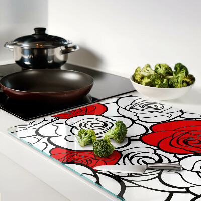 Schneidebrett Rosen in Weiß und Rot