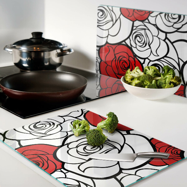 Schneidebrett Rosen in Weiß und Rot