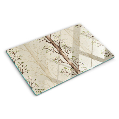 Schneidebrett Glas mit Baumzweigen und Blättermuster