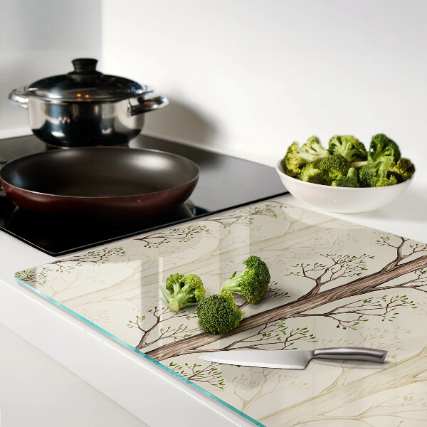 Schneidebrett glas Baumzweige mit Blättermuster