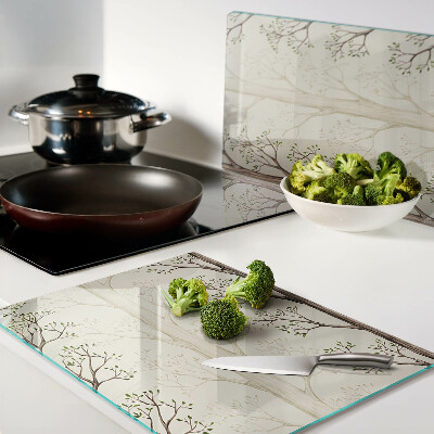 Schneidebrett Glas mit Baumzweigen und Blättermuster