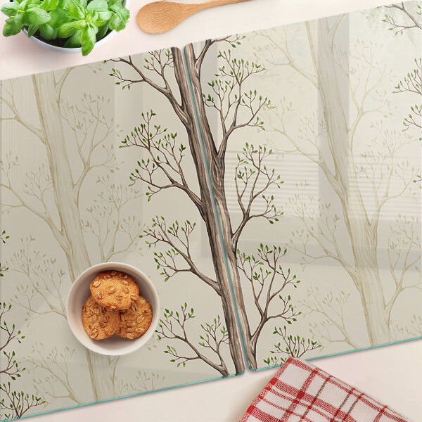 Schneidebrett glas Baumzweige mit Blättermuster