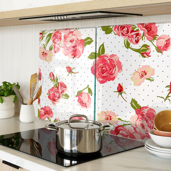 Glas schneidebrett Rosen auf weißem Hintergrund