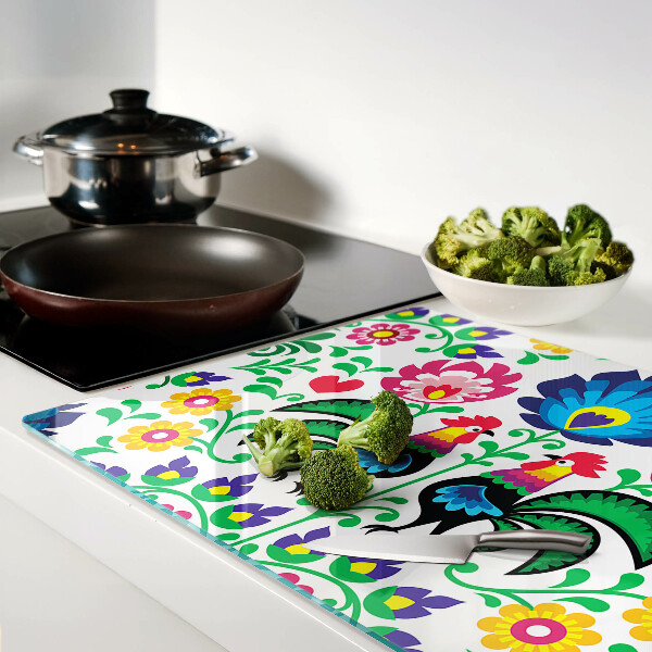 Schneidebrett Volksmotiv mit Hähnen