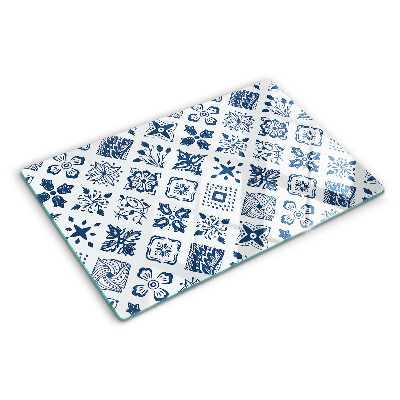 Schneidebrett Glas mit Blumenmotiv im Volksstil