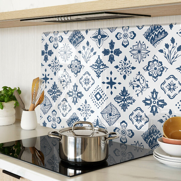 Schneidebrett Glas mit Blumenmotiv im Volksstil