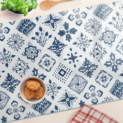 Schneidebrett Glas mit Blumenmotiv im Volksstil