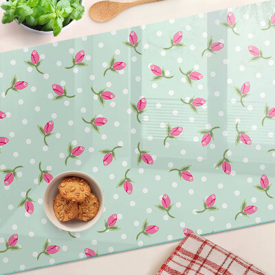 Glas schneidebrett Rosa Tulpen auf grünem Hintergrund