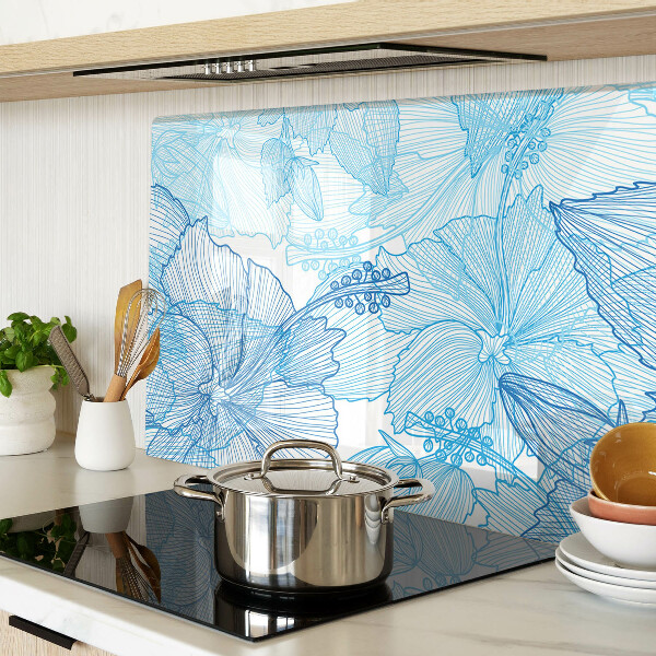 Schneidebrett mit Blumenmuster in Blautönen