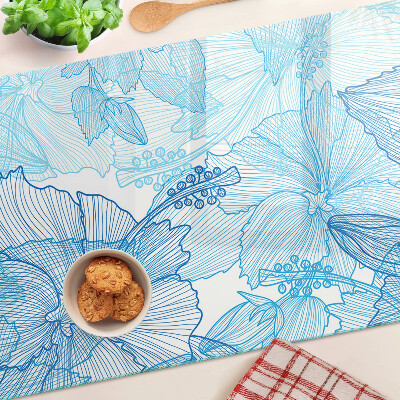 Schneidebrett mit Blumenmuster in Blautönen