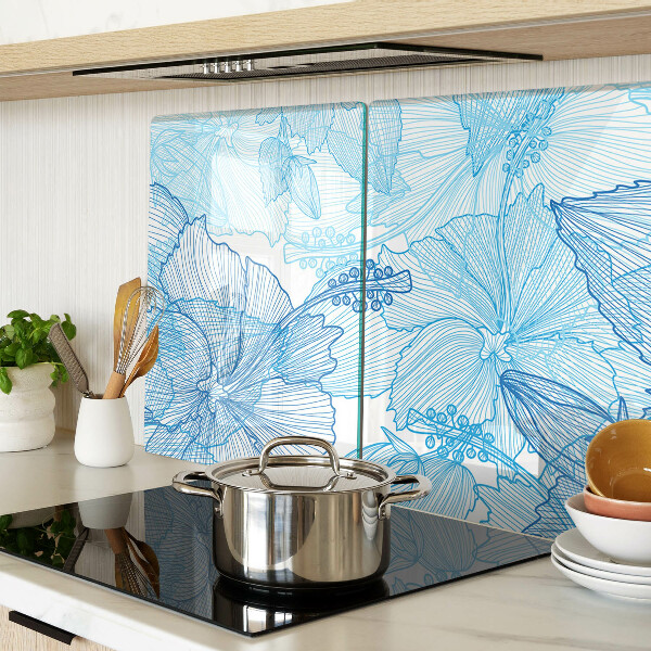 Schneidebrett Blumenmuster in Blautönen