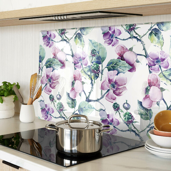 Schneidebrett Glas mit Magnolien-Blumenmuster