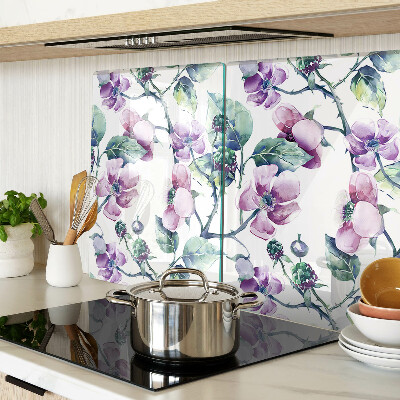 Schneidebrett Glas mit Magnolien-Blumenmuster