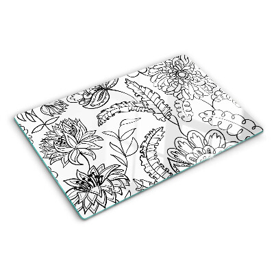 Schneidebrett glas Blumen-Doodle-Muster