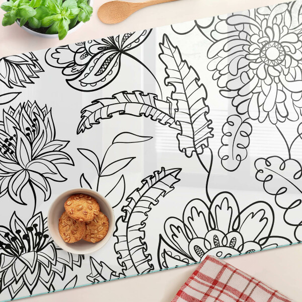 Schneidebrett glas Blumen-Doodle-Muster