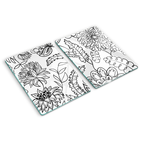 Schneidebrett glas Blumen-Doodle-Muster