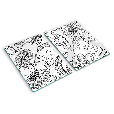 Schneidebrett glas Blumen-Doodle-Muster