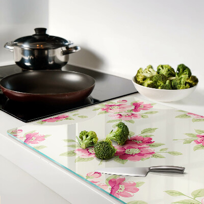 Glas schneidebrett Blumen in Rosatönen