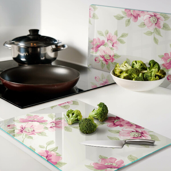 Glas schneidebrett Blumen in Rosatönen