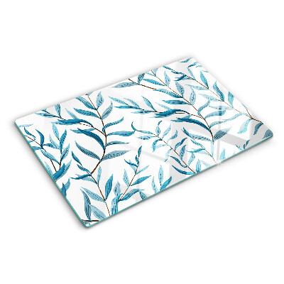 Schneidebrett Blätter in Blautönen