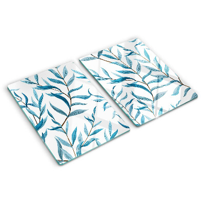 Schneidebrett mit Blattmotiv in Blautönen