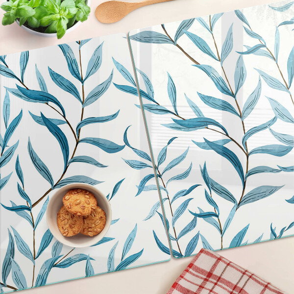 Schneidebrett Blätter in Blautönen