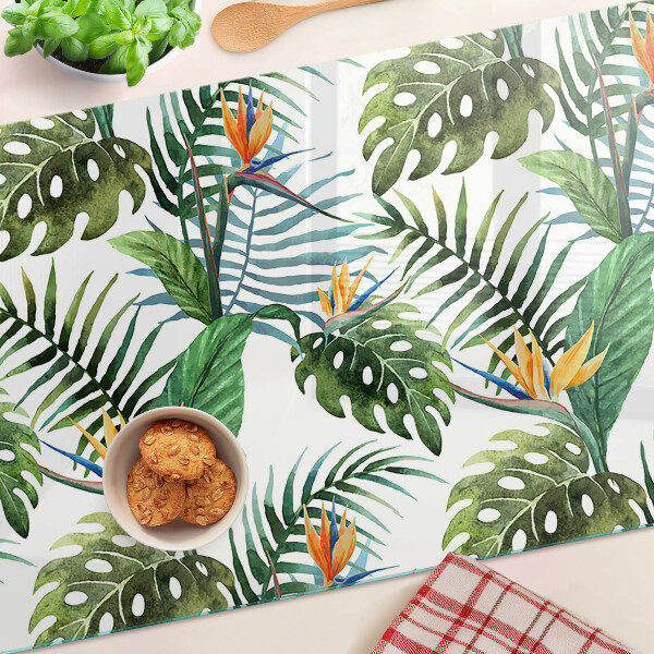 Schneidebrett glas Tropische Blätter und Blüten